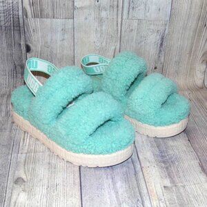 UGG Oh Fluffita Tide Pool Sheepskin Slide Slippers Womens Size 9